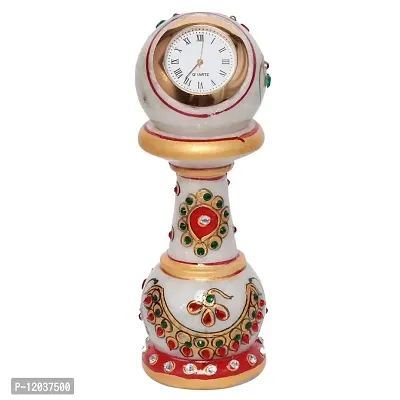 Ethnic Design Marble Table Clock Handicraft -108-thumb0