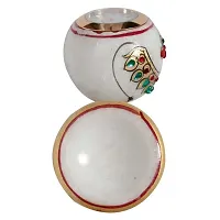 Ethnic Design Marble Table Clock Handicraft -108-thumb2