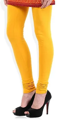 Fabulous Yellow Lycra Solid Leggings For Women-thumb3