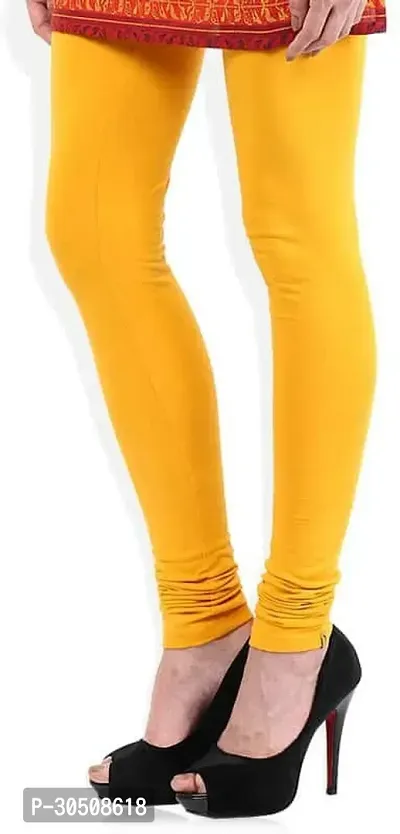 Fabulous Yellow Lycra Solid Leggings For Women-thumb4