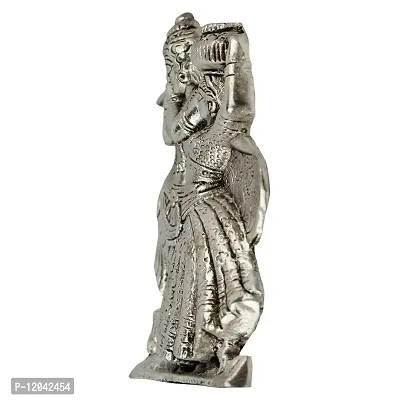 Lord Radha Krishna Antique White Metal Idol 120-thumb2