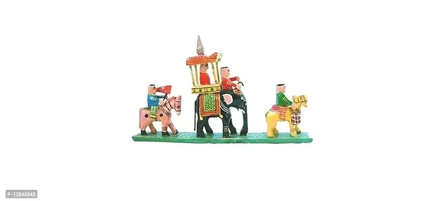 Pramod toys Wooden Handicraft Rajasthani Handmade Art & Craft Royal Maharaja Procession for Home Decor , Small , Multicolour showpiece ,(pack of 1)-thumb4