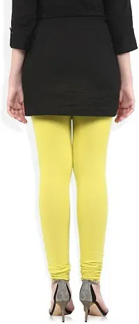 Fabulous Yellow Lycra Solid Leggings For Women-thumb1