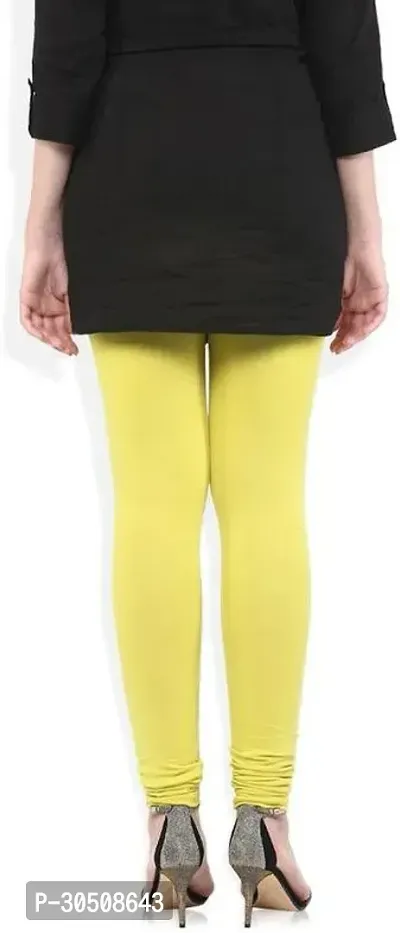 Fabulous Yellow Lycra Solid Leggings For Women-thumb2