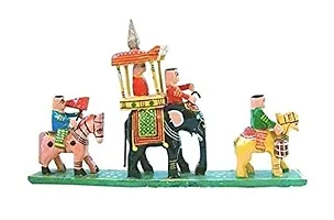 Pramod toys Wooden Handicraft Rajasthani Handmade Art & Craft Royal Maharaja Procession for Home Decor , Small , Multicolour showpiece ,(pack of 1)-thumb1