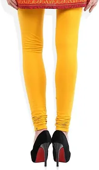 Fabulous Yellow Lycra Solid Leggings For Women-thumb1