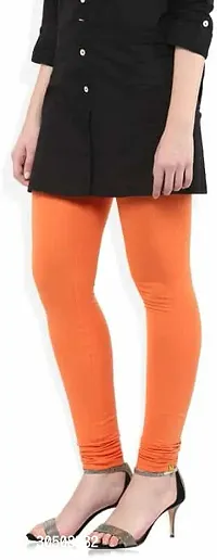 Fabulous Orange Lycra Solid Leggings For Women-thumb3