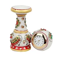 Ethnic Design Marble Table Clock Handicraft -108-thumb1