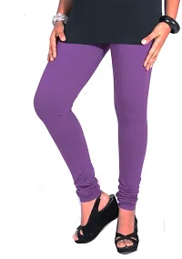 Fabulous Purple Cotton Blend Solid Leggings For Women-thumb1