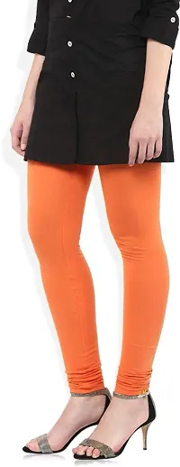 Fabulous Orange Lycra Solid Leggings For Women-thumb2