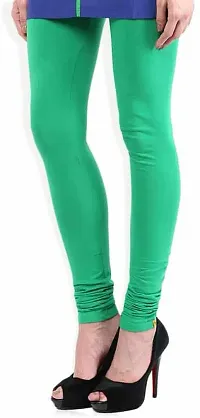 Fabulous Green Lycra Solid Leggings For Women-thumb2