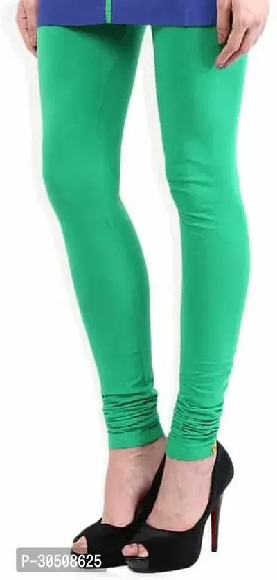 Fabulous Green Lycra Solid Leggings For Women-thumb3