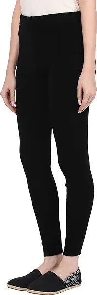 Fabulous Black Cotton Blend Solid Leggings For Women-thumb1