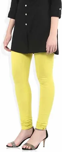 Fabulous Yellow Lycra Solid Leggings For Women-thumb2