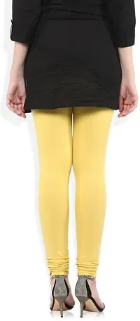 Fabulous Yellow Lycra Solid Leggings For Women-thumb1