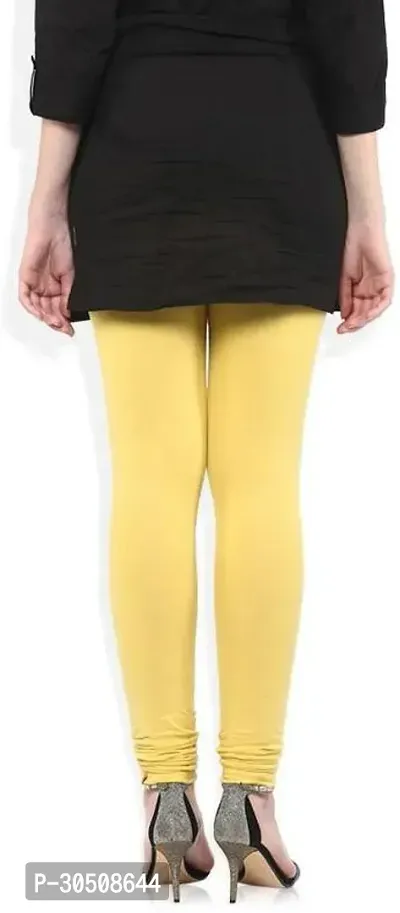 Fabulous Yellow Lycra Solid Leggings For Women-thumb2