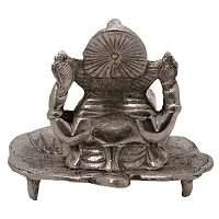 Lord Ganesha Pretty Pooja Idol in White Metal 126-thumb2