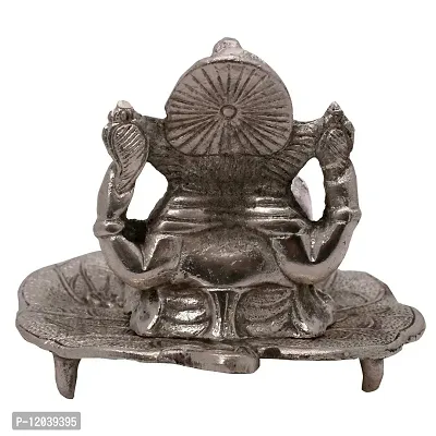 Lord Ganesha Pretty Pooja Idol in White Metal 126-thumb3