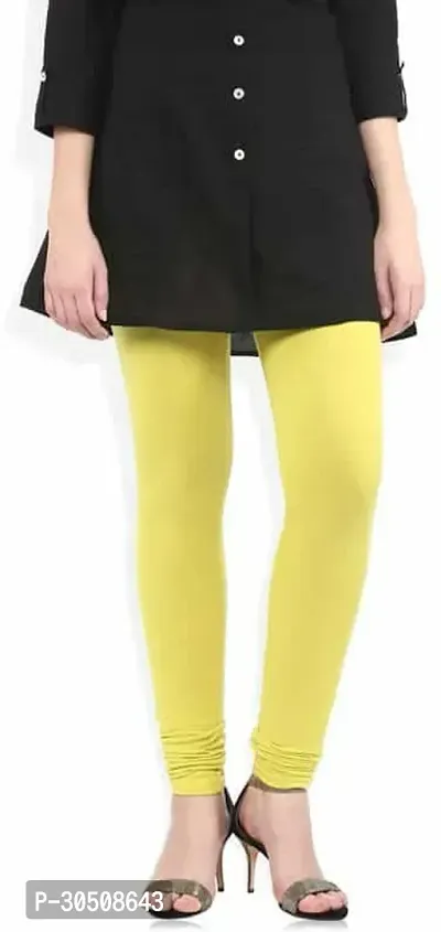 Fabulous Yellow Lycra Solid Leggings For Women