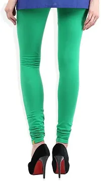 Fabulous Green Lycra Solid Leggings For Women-thumb1