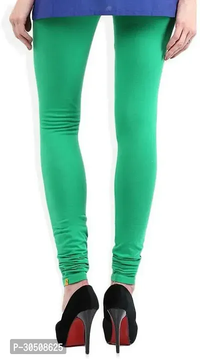 Fabulous Green Lycra Solid Leggings For Women-thumb2