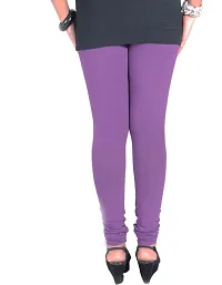 Fabulous Purple Cotton Blend Solid Leggings For Women-thumb3