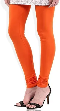 Fabulous Orange Lycra Solid Leggings For Women-thumb3