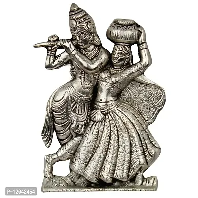 Lord Radha Krishna Antique White Metal Idol 120-thumb0