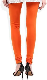 Fabulous Orange Lycra Solid Leggings For Women-thumb1