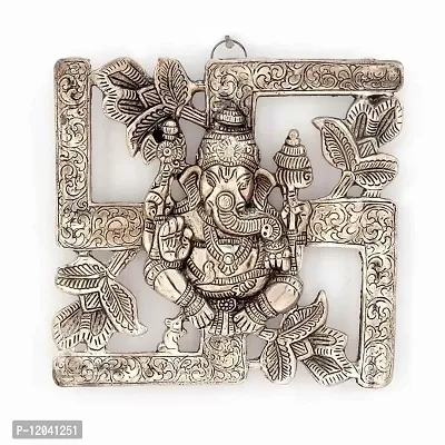 Shree MANGALAM MART Antique White Metal Swastik Ganesha Hanging