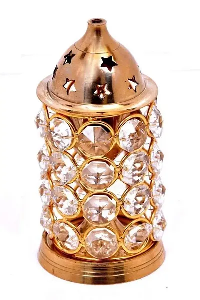 Brass Akhand Diya Diamond Crystal Deepak Dia Akhand Jyot, Magical Lantern Brass Diya Brass Oil Lamp, Brass diyas puja lamp