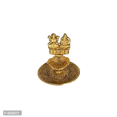 Brass Puja Diya with laxmi Ganesh Ganpati Idol-thumb0