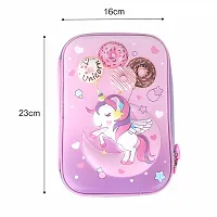 3D Unicorn Embossed Cover Pencil Case with Compartments, Pencil Pouch for Kids, Pencil Box for Kids, School Supply for Students, Stationery Box, Cosmetic Zip Pouch Bag (1 Unit)-thumb2