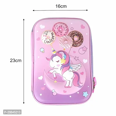3D Unicorn Embossed Cover Pencil Case with Compartments, Pencil Pouch for Kids, Pencil Box for Kids, School Supply for Students, Stationery Box, Cosmetic Zip Pouch Bag (1 Unit)-thumb3