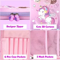 3D Unicorn Embossed Cover Pencil Case with Compartments, Pencil Pouch for Kids, Pencil Box for Kids, School Supply for Students, Stationery Box, Cosmetic Zip Pouch Bag (1 Unit)-thumb4