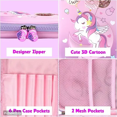 3D Unicorn Embossed Cover Pencil Case with Compartments, Pencil Pouch for Kids, Pencil Box for Kids, School Supply for Students, Stationery Box, Cosmetic Zip Pouch Bag (1 Unit)-thumb5
