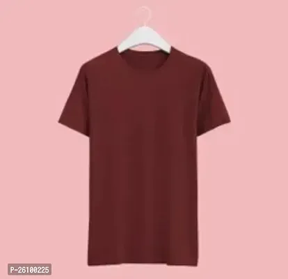 Reliable Maroon Cotton Solid Round Neck Tees For Men