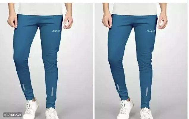 Stylish Blue Polyester Regular Track Pants Pack Of 2