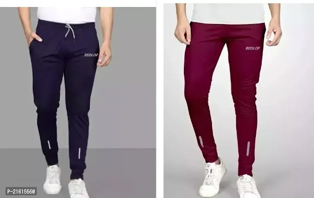 Stylish Multicoloured Polyester Regular Track Pants Pack Of 2-thumb0