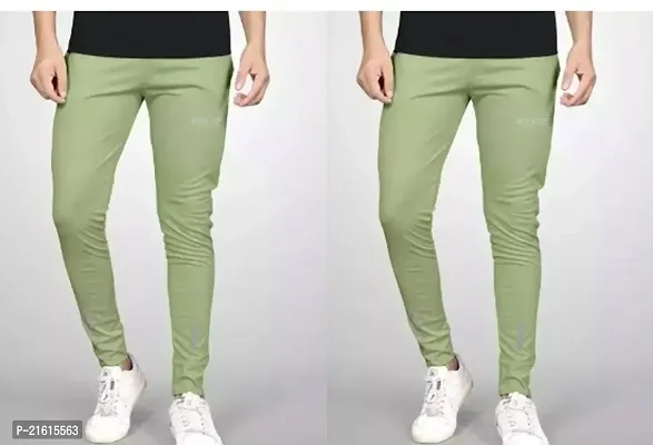 Stylish Green Polyester Regular Track Pants Pack Of 2