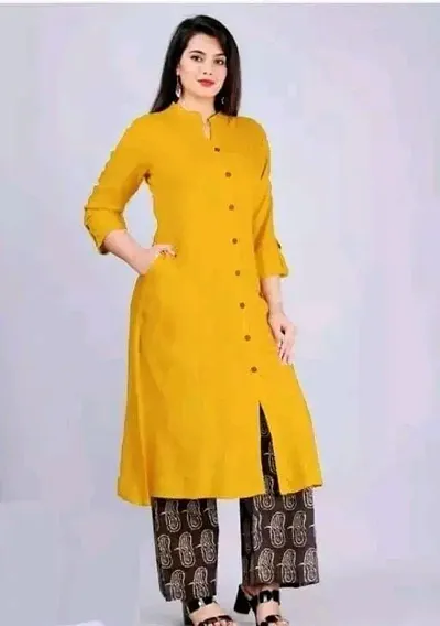 Casual Rayon Kurti WithThree-Quarter Sleeve For Ladies