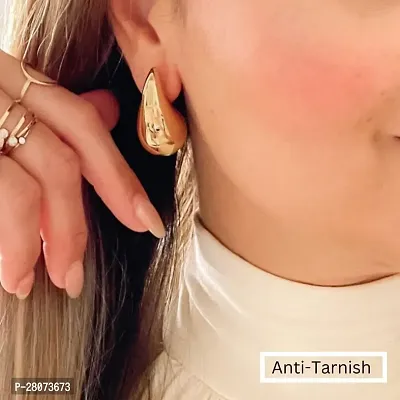 Gold Plated Tear Drop Earing Minimalist Anti Tarnish Jwellery (Pack of 1)-thumb0