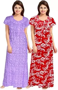 Elegant Cotton Printed Nighty for Women Pack of 2-thumb1