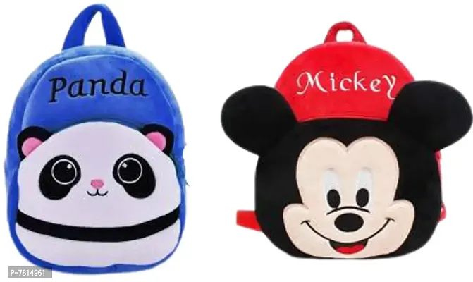 blue panda and mickey mouse bags combo set