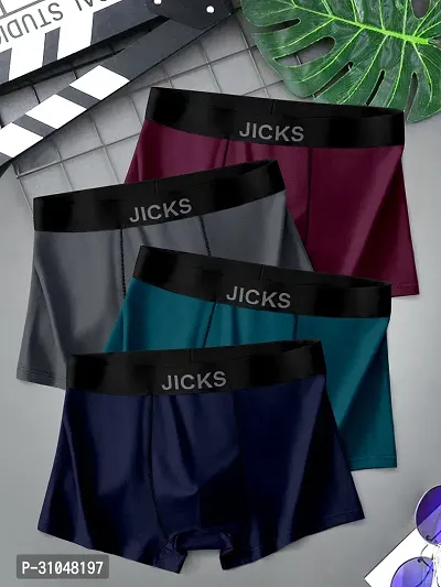 Jicks Men's Ultra-Comfort Nylon Underwear with Stretch  Anti-Bacterial Protection - Pack of 4