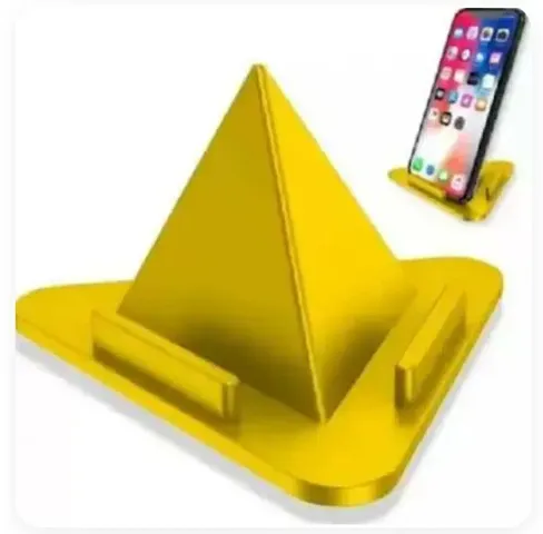 Stylish Yellow Plastic Sided Mobile Phone Stand Pyramid Shape Holder Mobile Stand