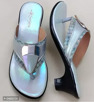 Stylish Silver PVC Embellished Heels For Women