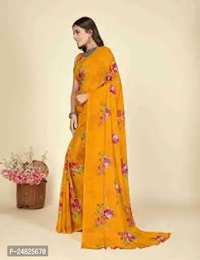 Stylish Georgette Printed Saree with Blouse piece For Women-thumb0