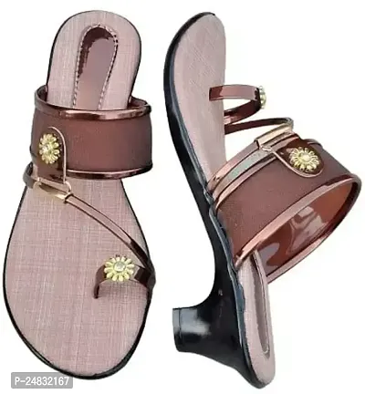 Stylish Brown PVC Embellished Heels For Women