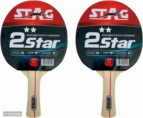 2 Star Red, Black Table Tennis Racquet Pack of 2